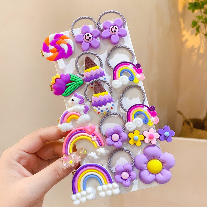 Set 14 Kẹp Tóc Hình Hoa Bướm Dễ Thương Cho Bé Gái