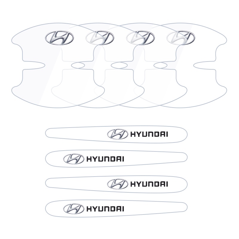 Set 8 Miếng Dán Trong Suốt Bảo Vệ Tay Cầm Cửa Xe Ô Tô Hyundai Matrix Getz Accent I10 I30 Ix25 IX35 Tucson Elantra