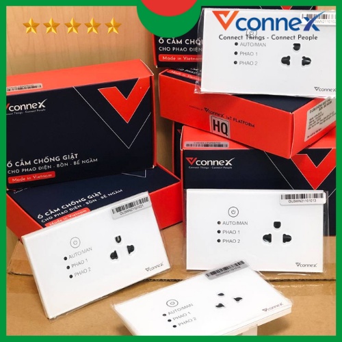 Ổ cắm máy bơm chống giật an toàn, chuyển nguồn cho van phao điện thông minh Vconnex. Bảo hành 24 tháng 1 đổi 1