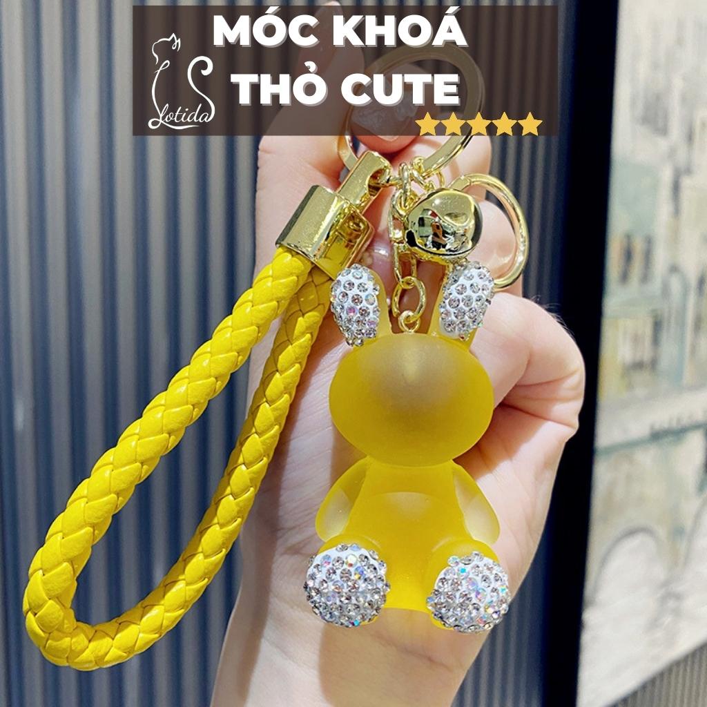 Móc khoá gấu tai đính đá cao cấp treo balo cute dễ thương phong cách Hàn Quốc,móc khoá xe máy,ô tô đẹp tiện lợi Bolita
