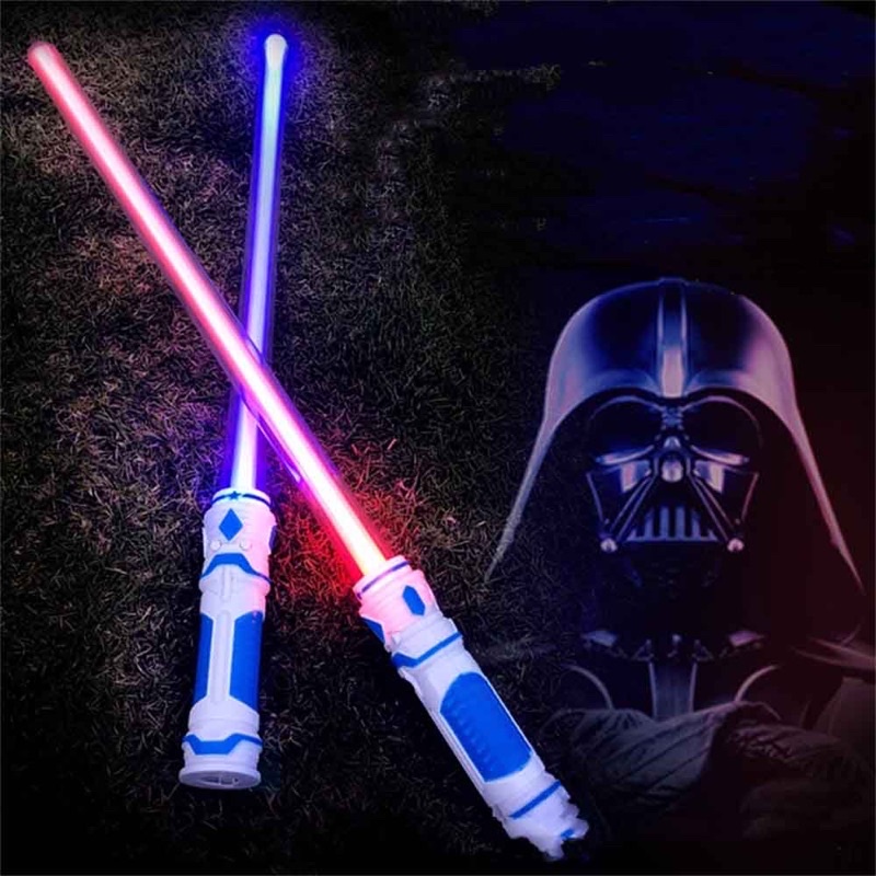 Đồ chơi kiếm nhật đen katana phát sáng - Bộ 2 kiếm phát sáng đồ chơi có đèn LED hóa trang phim Star Wars tặng pin