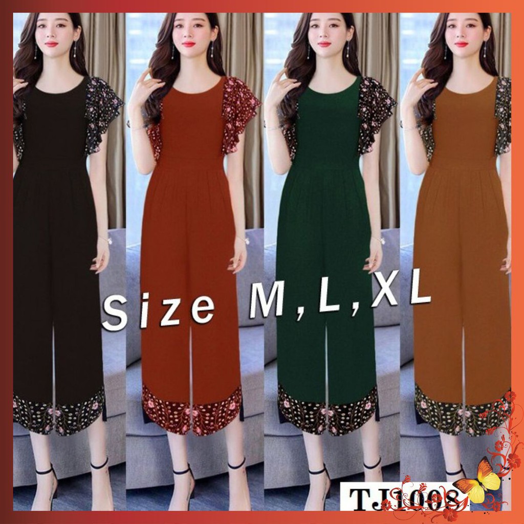 Bộ Jum 💥FREESHIP💥 Jump ống suông tay bèo phối họa tiết hoa xinh xắn TJ1008