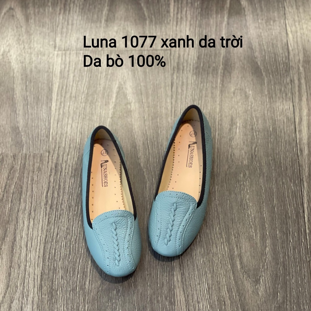 Giày bệt nữ búp bê đế bằng mềm êm chân Lunashoes (1077) mũi tròn da bò 100% bảo hành 2 năm fullbox