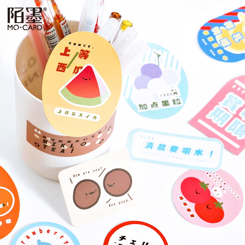 Hộp 30 tấm hình dán to sticker bánh mì trà sữa đồ uống