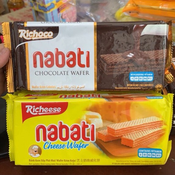 Bánh xốp Nabati phô mai/phúc bồn tử/socola 130g