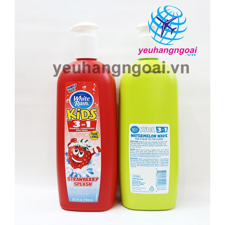 Sữa tắm, gội, xả White Rain Kid 3 in 1 chai 783ml.