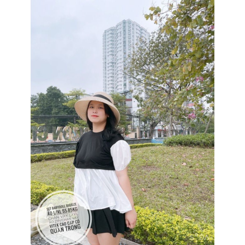 Áo babydoll Bigsize bồng bềnh Ms91 60-80kg
