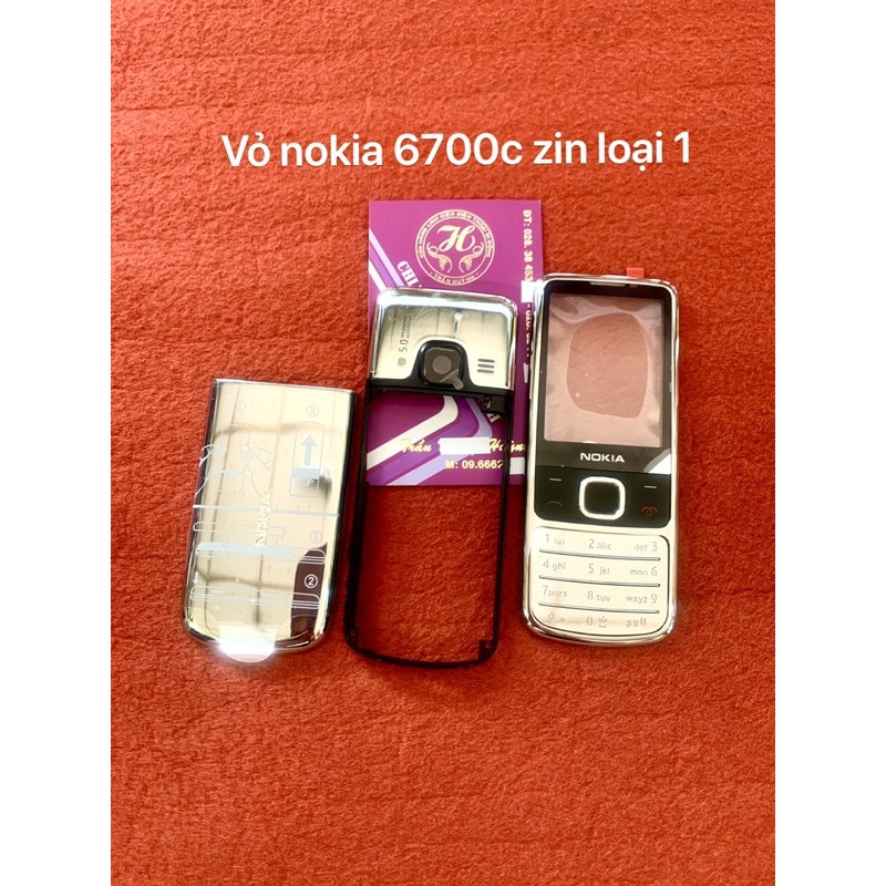 vỏ nokia 6700c (màu bạc) zin loại 1-mới 100% (kèm đèn lash)