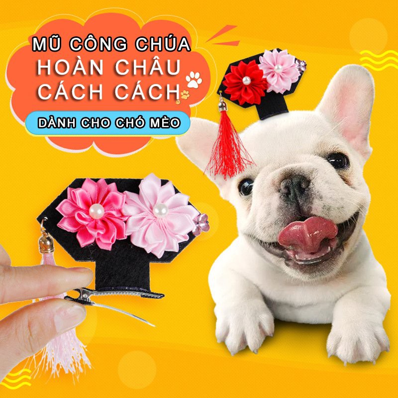 Mũ hoa cài đầu dành cho thú cưng YEUPET mang phong cách cổ trang  hoàn châu cách cách