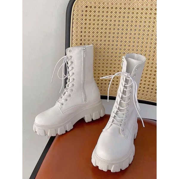 Ảnh thật GIÀY BOOTS OXFORD ULZZANG CAO CỔ 25CM BUỘC DÂY ĐẾ CAO 5.5CM  đế răng cưa