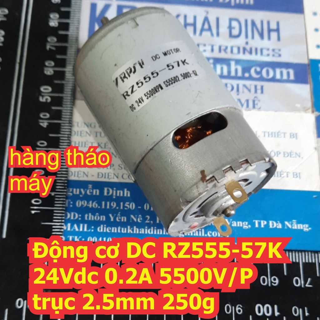 Động cơ DC 555 RZ555-57K 24Vdc 0.2A 5500V/P trục 2.5mm 250g kde7335