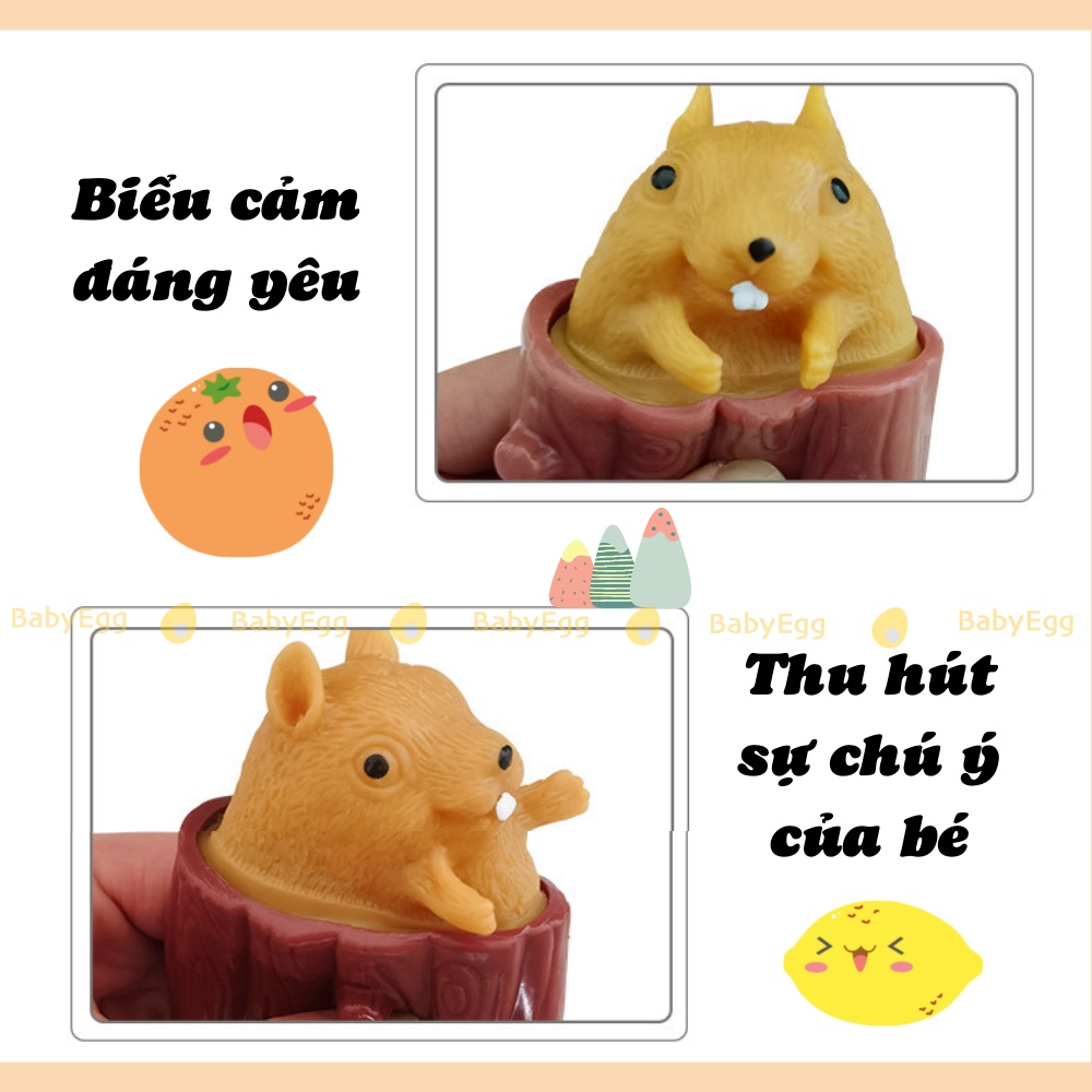 SÓC CHUỘT NÂU dẻo siêu kute Squishy hình SÓC NÂU TRỐN TRONG GỐC CÂY GUDETAMA đáng yêu