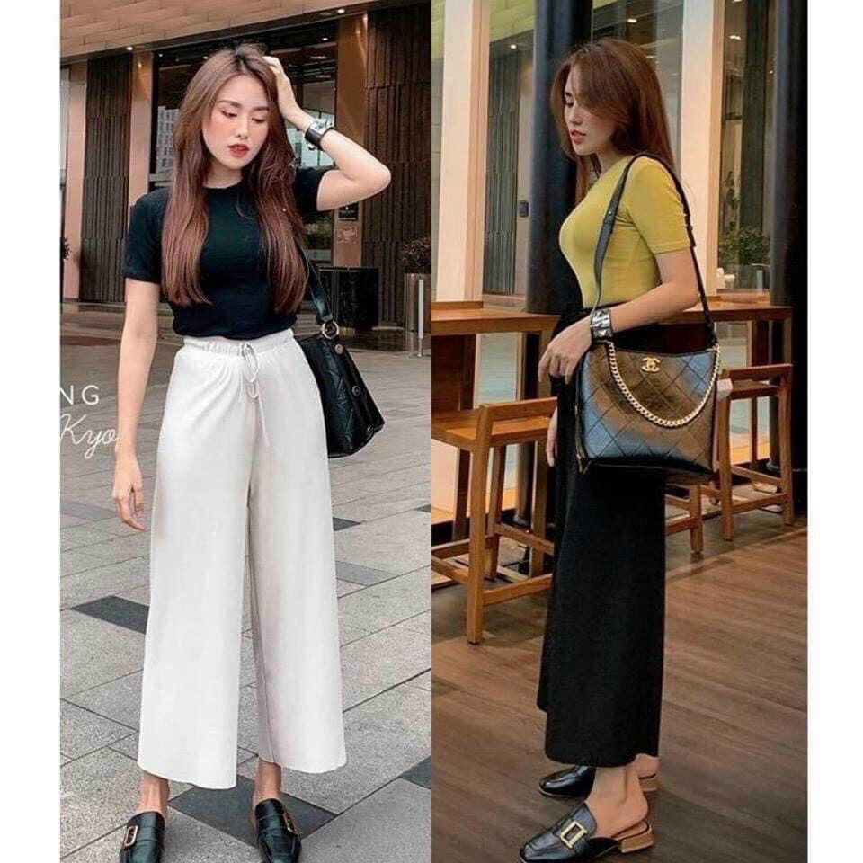 [ẢNH THẬT + VIDEO] Quần ống suông rộng culottes gân tăm mềm mát.