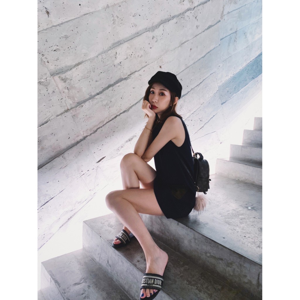 No box Giày Sandal Trượt Vải Canvas Thêu Họa Tiết Thời Trang Xuân Hè Mới