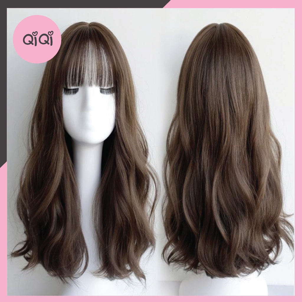 Tóc Giả Nguyên Đầu Lửng Xoăn Dợn Phong Cách Hàn Quốc QiQiShop
