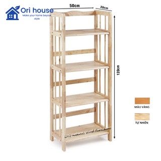 Kệ sách 4 tầng gỗ cao su ngang 50 cm bền đẹp chắc chắn, hàng lắp ráp - Nội Thất Ori
