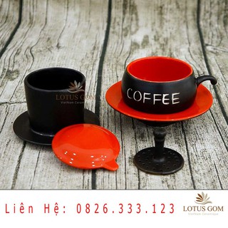Bộ Phin Cafe Vintage Gốm Sứ Bát Tràng