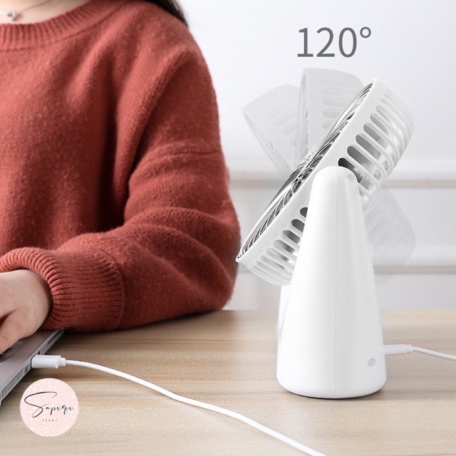 Quạt tích điện mini SUPER FAN với 3 cấp độ gió siêu mát dùng nguồn USB Tiện Lợi Khi Ngồi Bàn Làm Việc