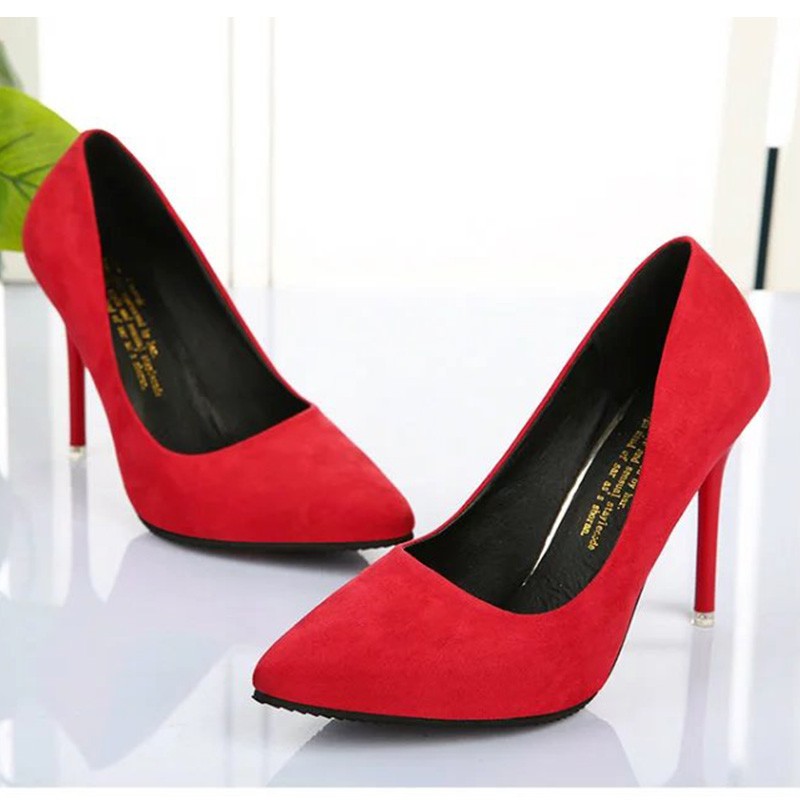 Giày cao gót mũi nhọn bằng chất liệu bề mặt nhung thời trang sang trọng cho nữ