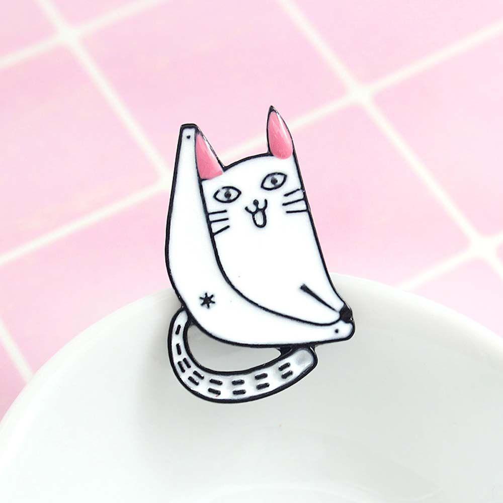 MOCHO Trâm Cài Áo Hình Mèo Hoạt Hình Đuôi Dài Tráng Men