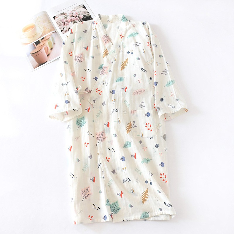 Kimono Nhật Vải Xô  Áo Choàng Ngủ Mặc Nhà Dễ Thương IVY215