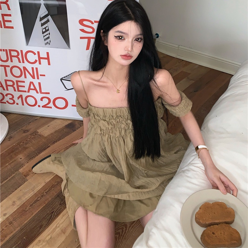 Đầm Mini Nữ Cúp Ngực Trễ Vai Dáng Rộng Gợi Cảm