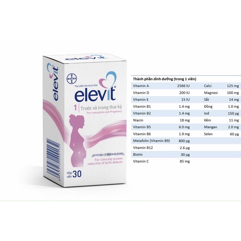 [Tách lẻ vỉ] Elevit bổ sung folic, vitamin khoáng chất cho phụ nữ mang thai, đang mang thai