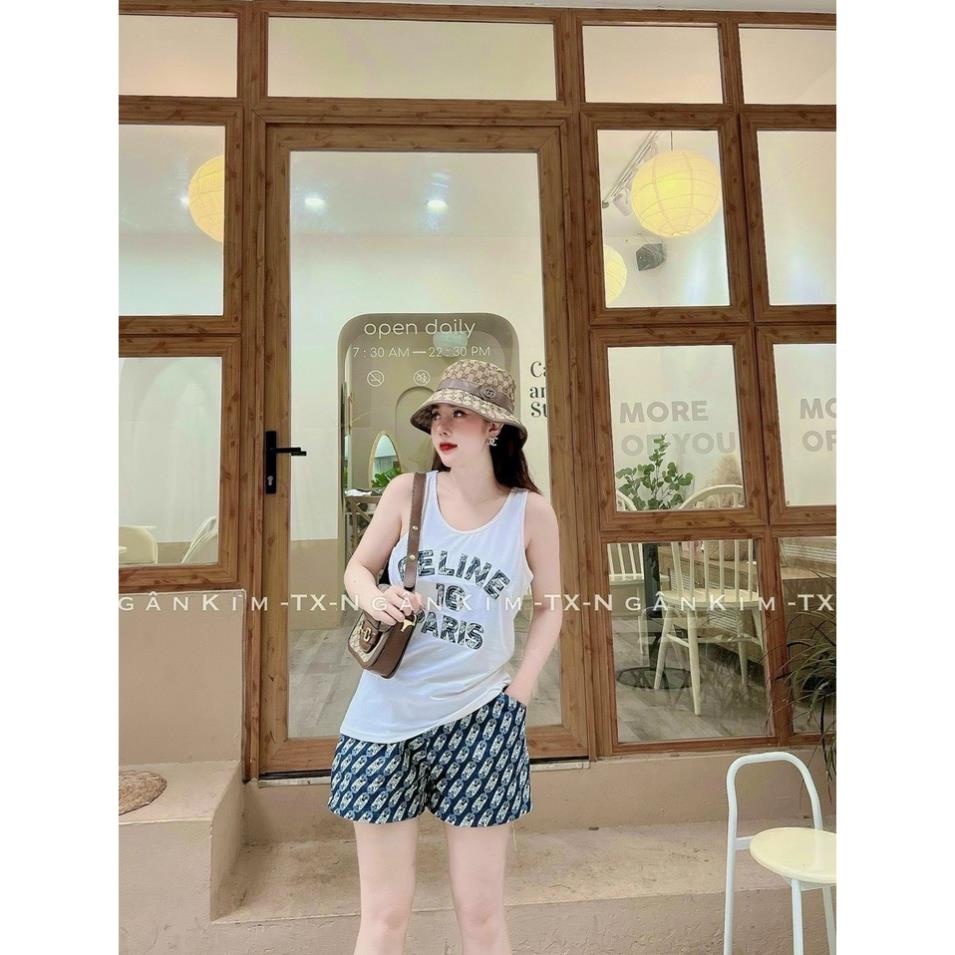 [ 𝐅𝐑𝐄𝐄 𝐒𝐇𝐈𝐏 ]   SET 3 MÓN ÁO BA LÔ SÁT NÁCH CHỮ QUẦN SHORT ĐÙI KÈM MŨ