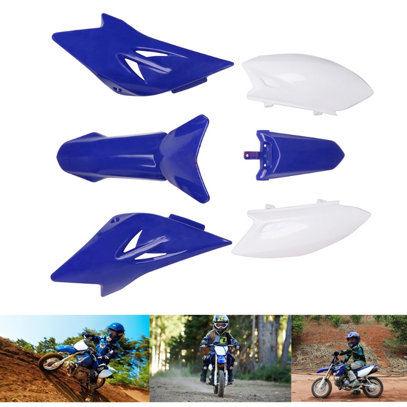 FENDER Set 6 Tấm Chắn Bùn Bằng Nhựa Màu Trắng Xanh Cho Xe Mô Tô