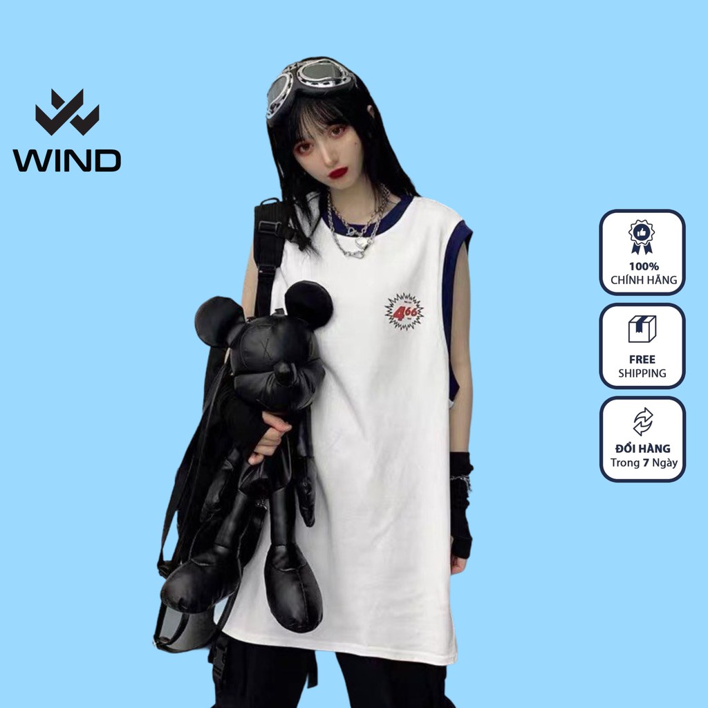 Áo thun ba lỗ WIND phông unisex form rộng 466 nam nữ sát nách oversized ulzzang