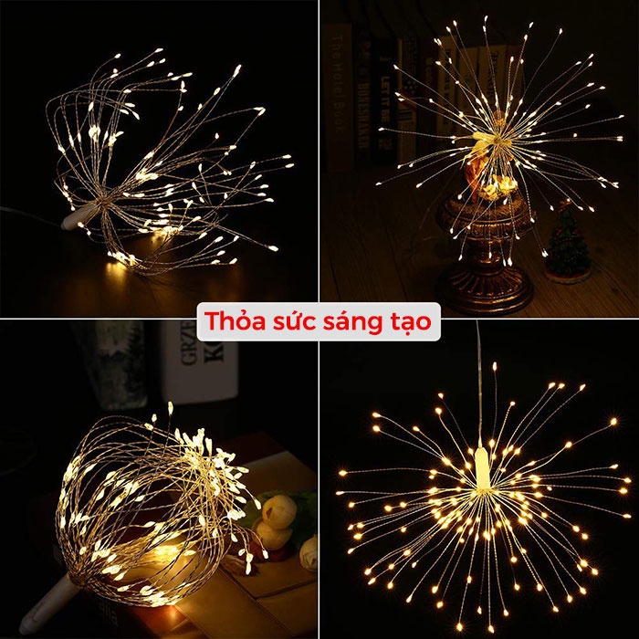 Dây Đèn Led Trang Trí  Chùm Pháo Hoa Siêu Đẹp - 8 Hiệu Ứng Nháy, Trang Trí Gia Đình, Quán Cafe, Nhà Hàng, sân vườn