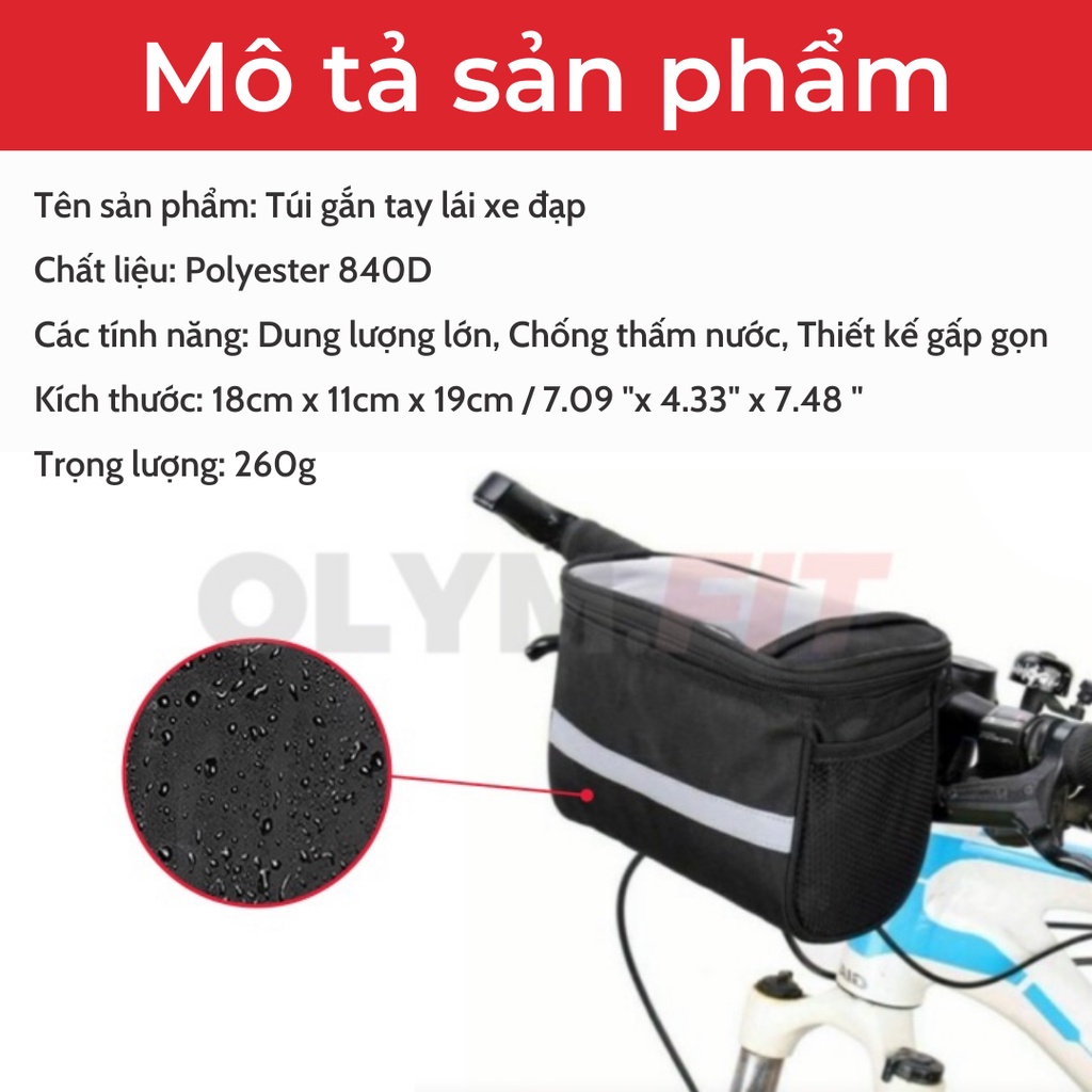 Túi đựng đồ đi xe đạp - Túi gắn tay lái xe đạp dung tích lớn không thấm nước
