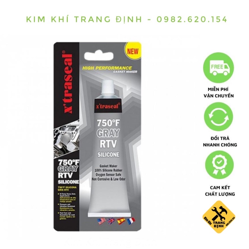 Keo thế ron chịu nhiệt 750ºF Grey RTV Xám 85g