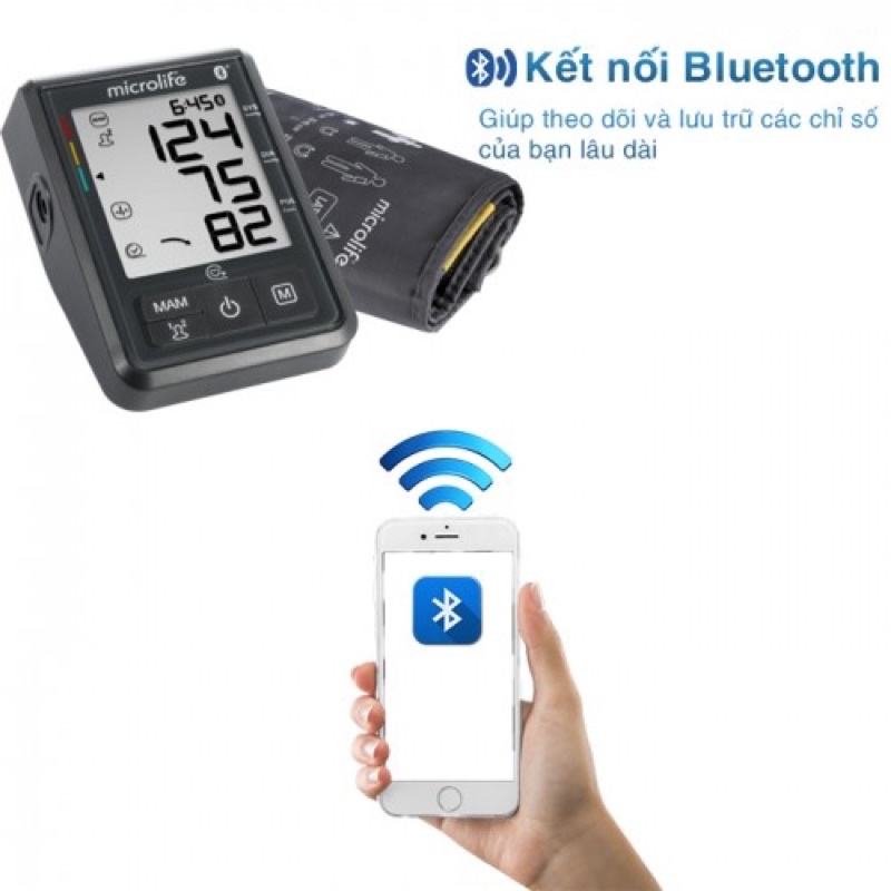 Máy đo huyết áp, máy đo huyết áp điện tử bắp tay MICROLIFE B3 BT BLUETOOTH trang bị công nghệ NAM thông minh MDHAMICB3