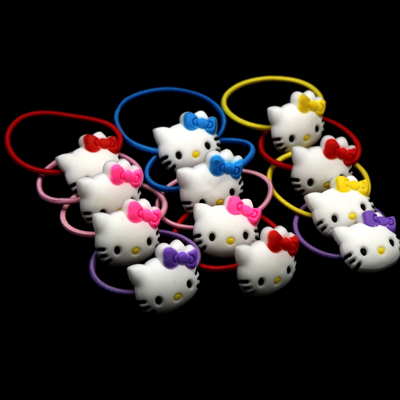 Set 10 dây cột tóc hello kitty bằng cao su cho bé gái