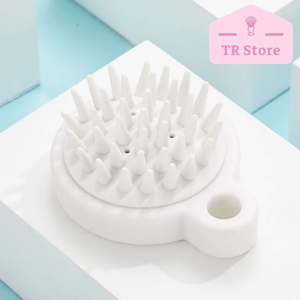 Bàn chải gội đầu silicon trắng, lược gội đầu Muji