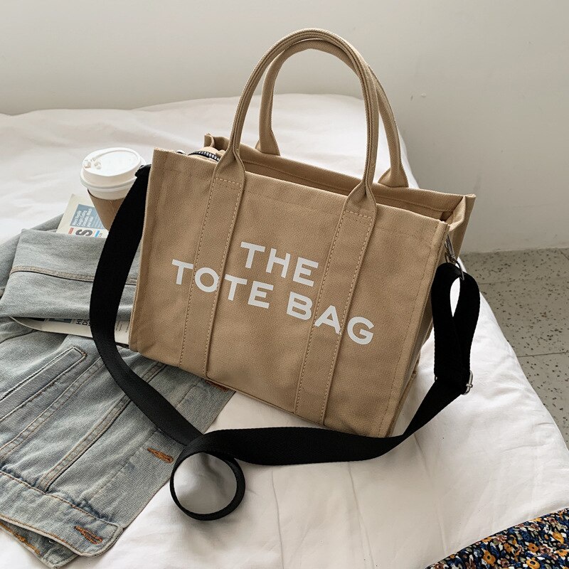 Túi xách JASMIN NOIR đeo vai hình vuông cỡ lớn bằng vải canvas thiết kế đơn giản thời trang cho nữ