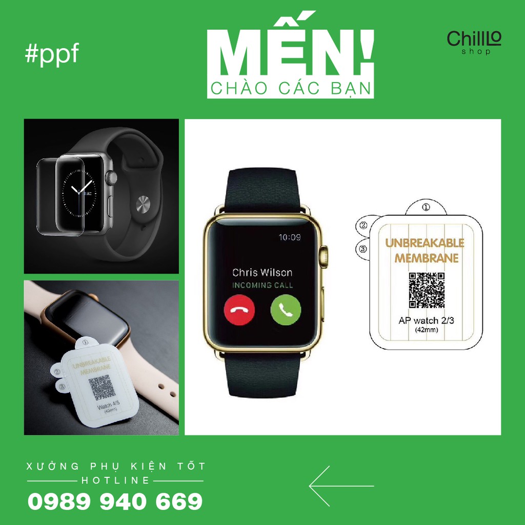 Miếng Dán PPF Apple Watch Bảo Vệ Màn Hình Đồng Hồ Thông Minh Chống Trầy Xước Va Đập Tự Phục Hồi Size 38/40/41/42/44/45mm