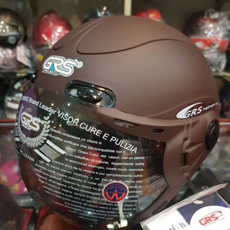 NÓN BẢO HIỂM GRS A102K ,MÀU XANH NHỚT NHÁM, CHÍNH HÃNG .