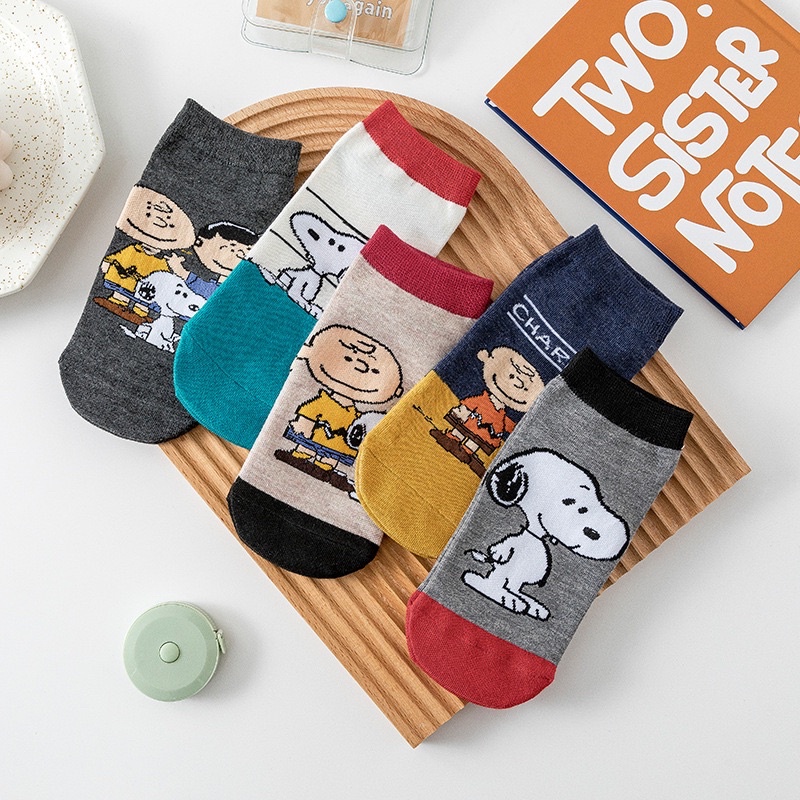 Tất cổ ngắn nam nữ vớ snoopy 5M cổ thấp thời trang hàn quốc đẹp giá rẻ cotton kháng khuẩn MRSOCKS VN045