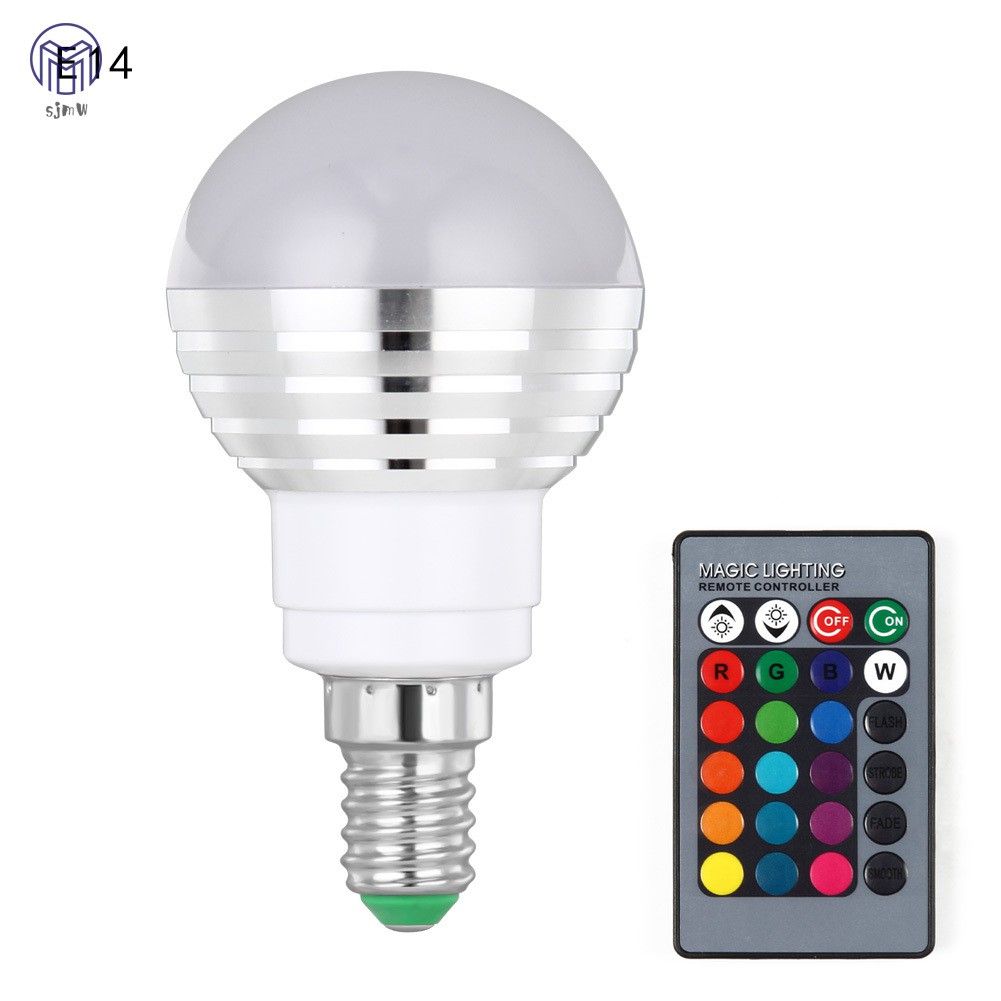 Bóng đèn LED E27/B22/E14/GU10 16 màu 3W RGB điều khiển từ xa tiện dụng