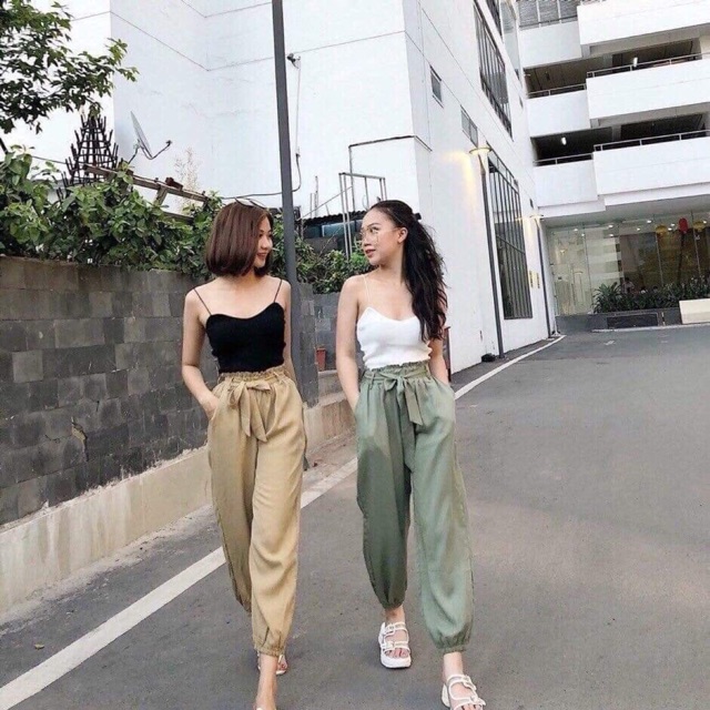 Quần jogger kaki lưng nơ ống bo siêu xinh [Hàng y hình]