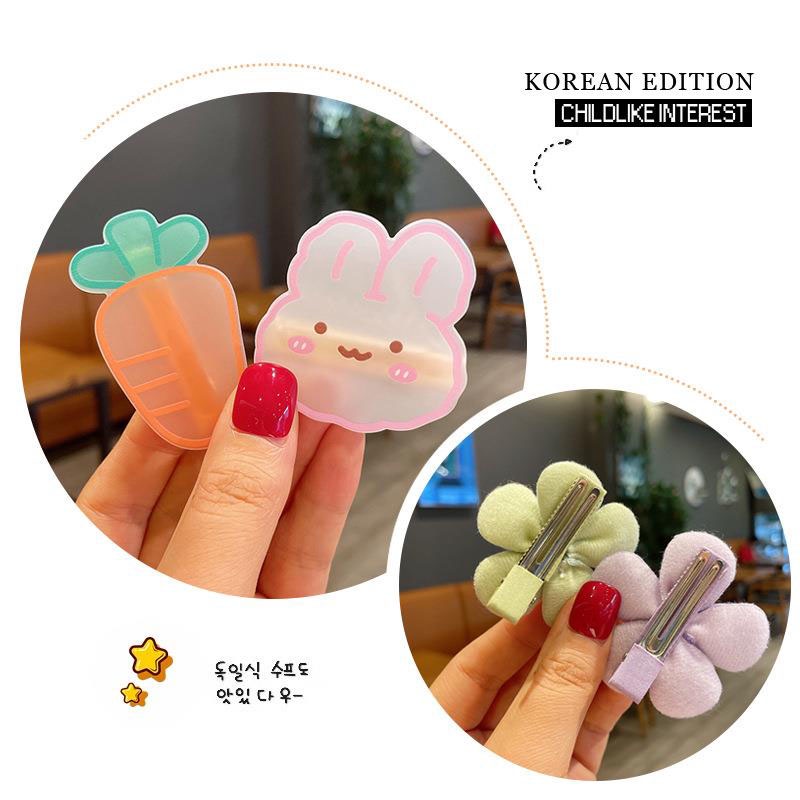 Set 8 Kẹp Tóc Nơ Họa Tiết Hoạt Hình Phong Cách Hàn Quốc Cho Bé Gái