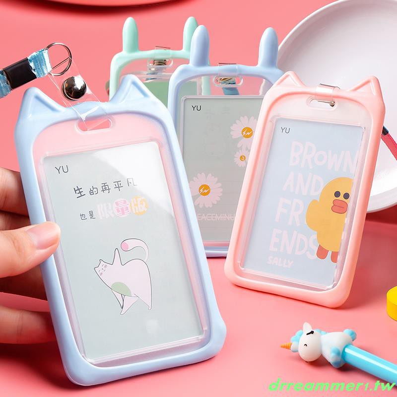 DÂY ĐEO ĐỰNG THẺ HỌC SINH , SINH VIÊN , NHÂN VIÊN 2 MẶT VIỀN SILICON CHỐNG NƯỚC KIỂU DÁNG TAI MÈO THỎ XINH XẮN