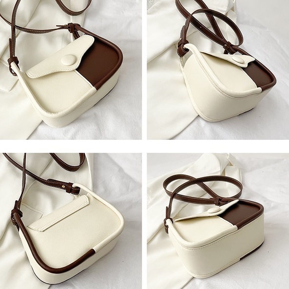 Túi đeo chéo nữ, túi xách đeo vai da mềm vá màu hot hot PK 411