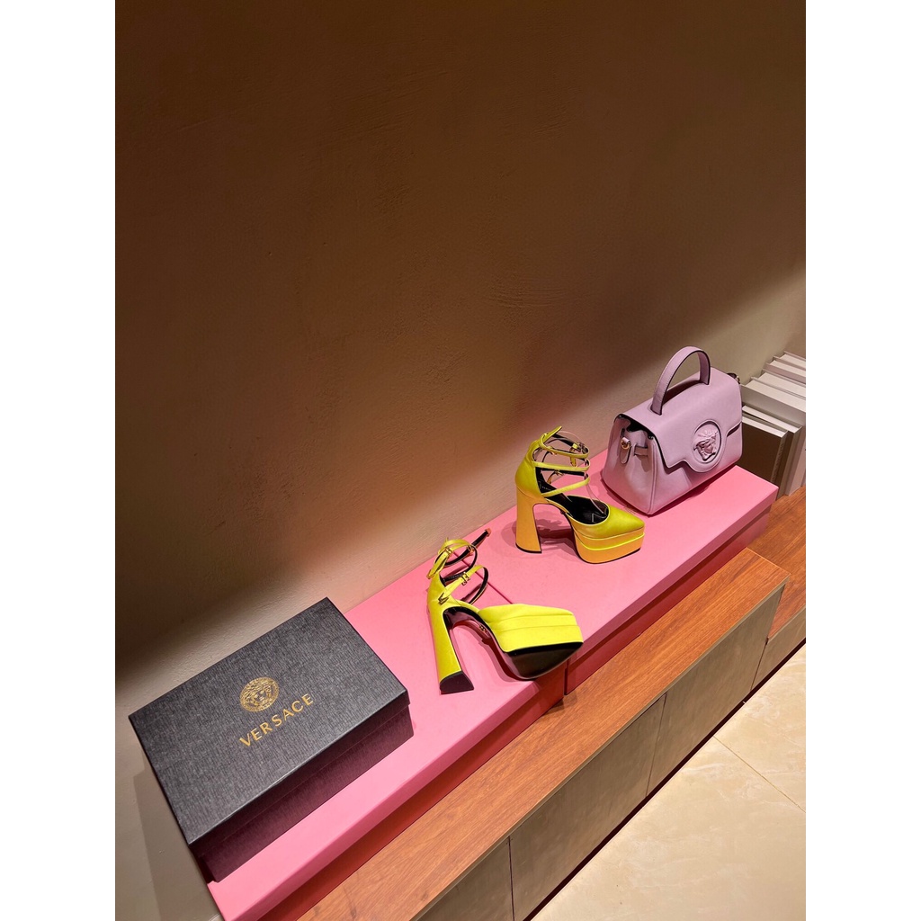 Giày cao gót nữ da thật thời trang cao cấp Versace phong cách quyến rũ, thu hút