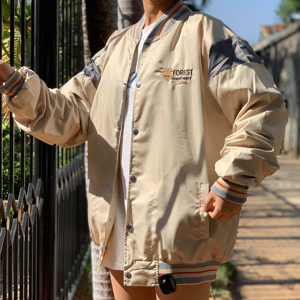 Áo bomber dù 2 lớp FOREST áo bóng chày form nam nữ oversize Unisex - GIN STORE