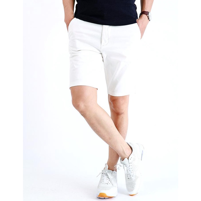 Quần Short Nam Kaki Cao Cấp Màu trắng, Quần Sooc Nam Vải Co Giãn Thoải Mái, DOKI