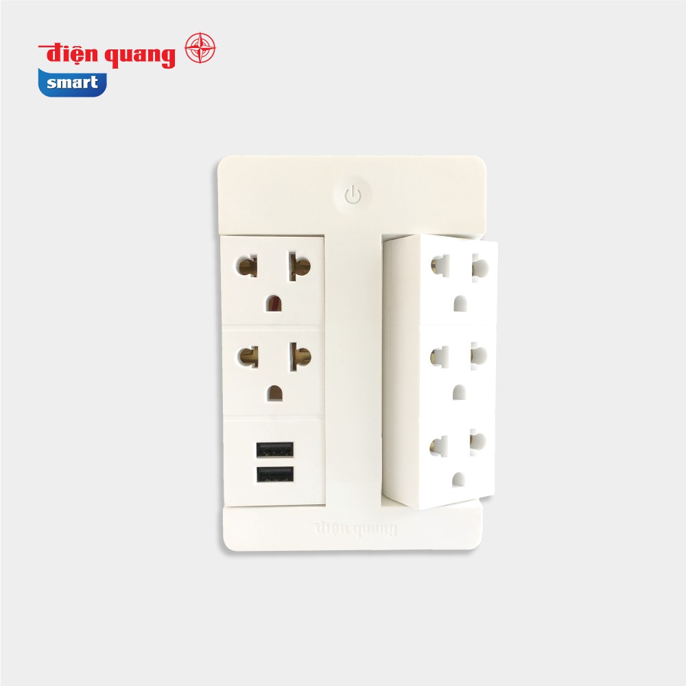 Ổ cắm điện thông minh tích hợp Wifi, 2 cổng USB, chia 5 ổ cắm đa năng, hàng cao cấp Điện Quang
