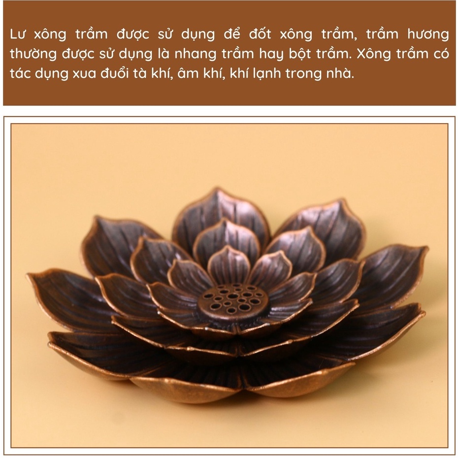 Lư xông trầm hương - Lư đốt trầm hình cánh hoa sen - Trong Nhà